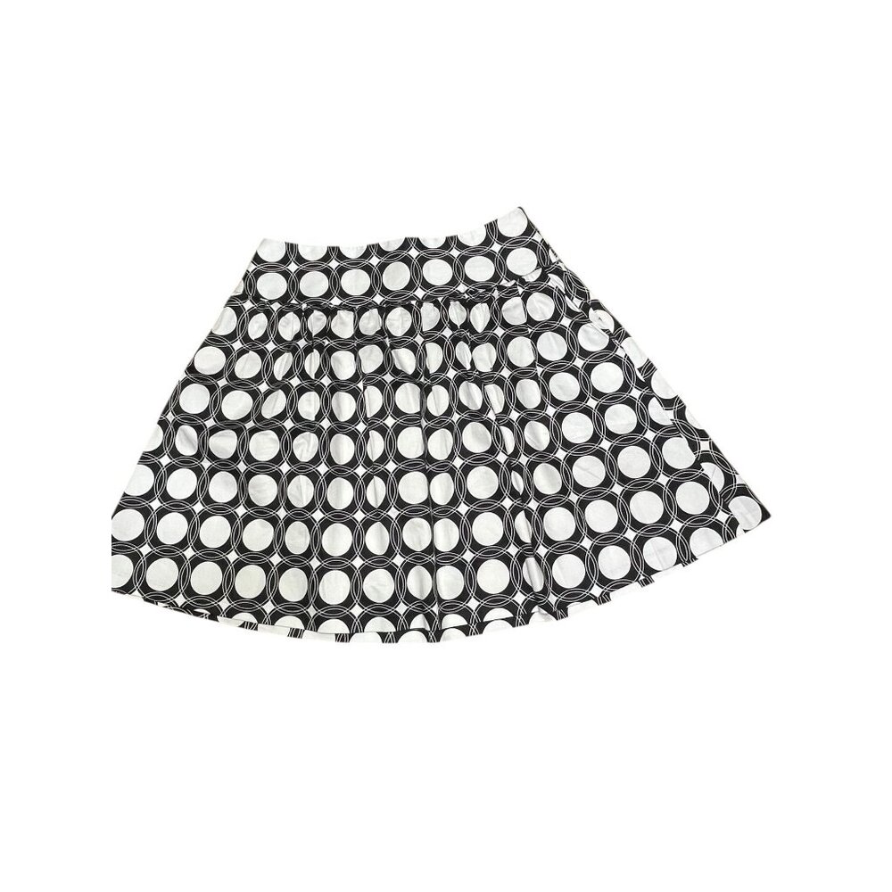 Larry Levine.Black and White Geometric Print Skirt with Large Pockets‎ Sise 12